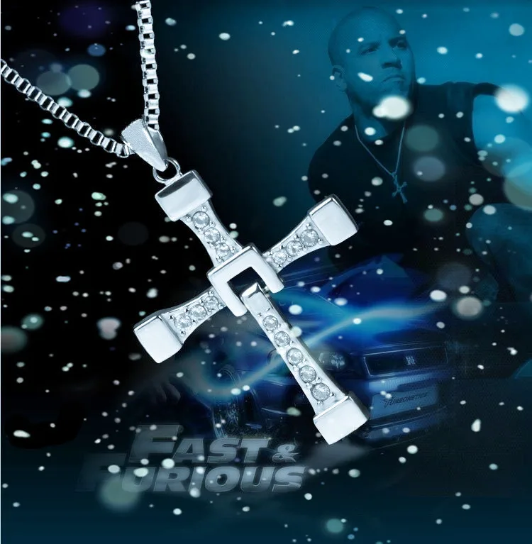 

Classic Fast and Furious Movie Star's Necklace Pendant for Men Dominic Toretto Cross Top 316L Stainless Steel CZ 24" 30" Chain