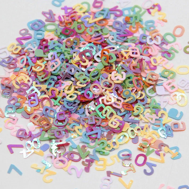

5*6mm Arabic Numbers Sequins English Alphabet Letters Paillettes Coloful PVC Sequin for Children DIY Toys Accessories 20g/bag