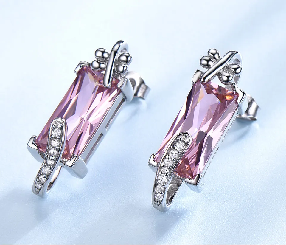 UMCHO чистый 925 пробы серебряные Ювелирные наборы розовый камень бабочка ожерелье серьги гвоздики для женщин Свадебные обручальные ювелирные изделия