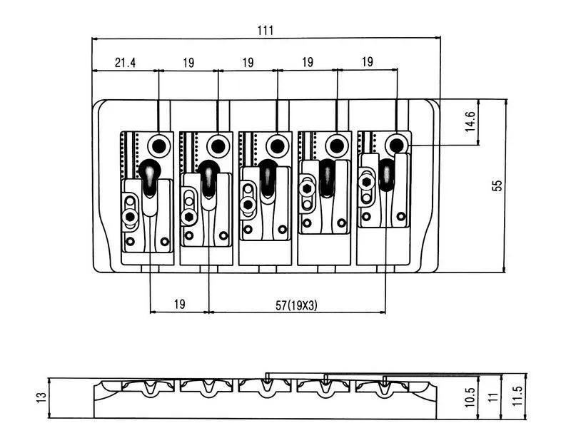 5-бас мост BB 405 w/Блокировка цинка седла двойной нагрузки 19 мм Sung снасти-il Произведено в Корее