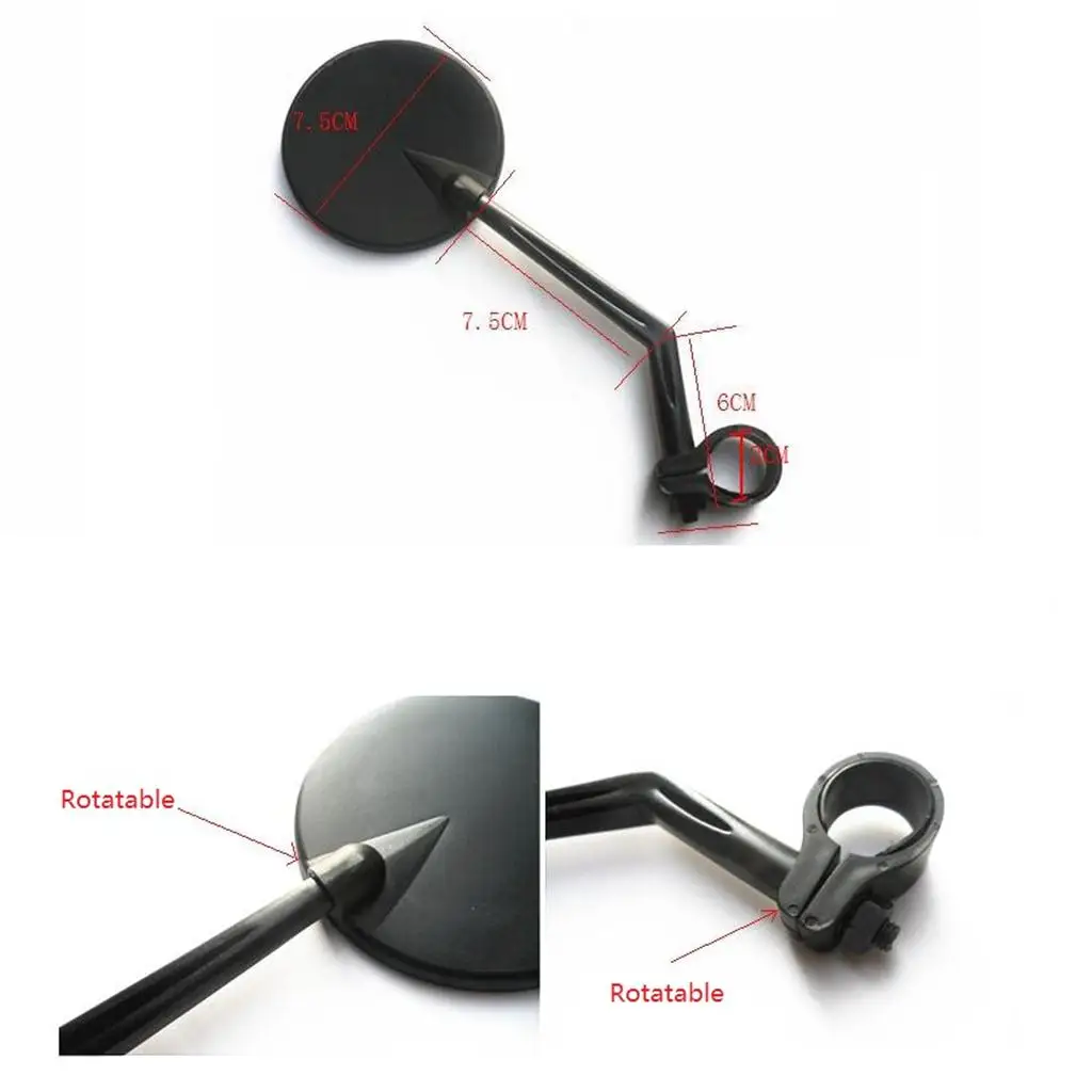 Handlebar Bar End Bike Mirror, Lightweight ABS, Safe Rearview Mirror