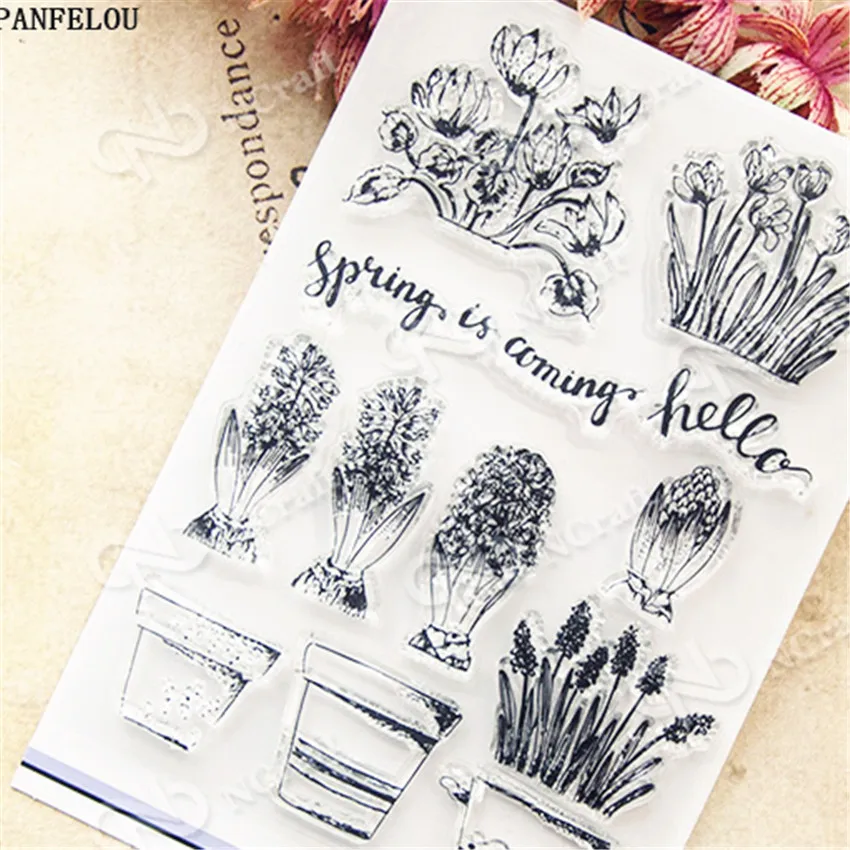 

PANFELOU potted plant Transparent Clear Silicone Stamp/Seal DIY scrapbooking/photo album Decorative clear stamp sheets