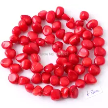 FREE SHIPPING 5X6-6X8MM FREEFORM SHAPE NATURAL RED CORAL FOR DIY NECKLACE BRACELAT JEWELRY MAKING SPACER LOOSE BEADS STRAND 15″