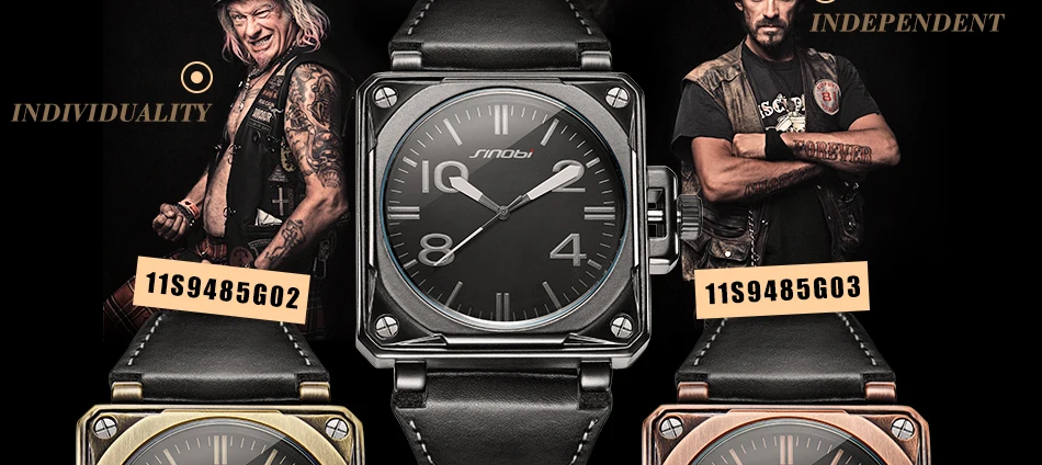 SINOBI Роскошные брендовые военные спортивные мужские наручные часы Новая мода квадратной формы Кварцевые водонепроницаемые мужские часы Relogio Masculino