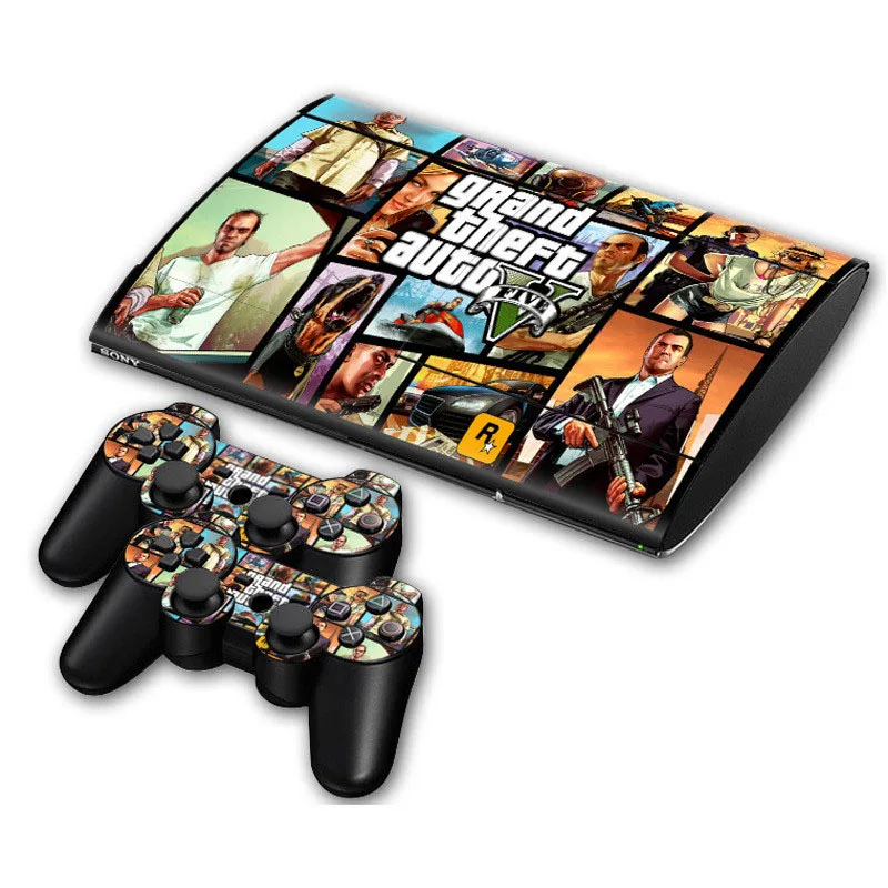 Vinyl Decal Skin Sticker For PS3 Super Slim 4000 Console Skins+2PCS Stickers For PS3 Controller Joystick Gampad Vinyl Skin Cover 