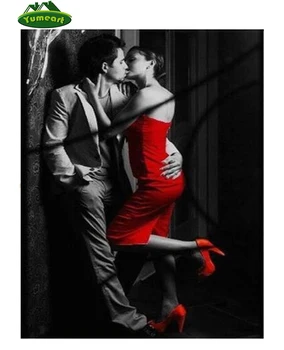 

YUMEART Rhinestone Painting Crystal Home Decor DIY Diamond Painting Dancing Kiss Love 3D Cross Stitch Pattern Diamond Embroidery