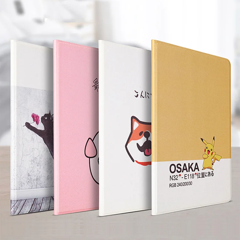 

Cartoon tablet Case For ipad 2017 2018 illustration Cute Cat Cover Smart Folio Auto Wake Stand Case For ipad Air 1 Air 2 pro 9.7