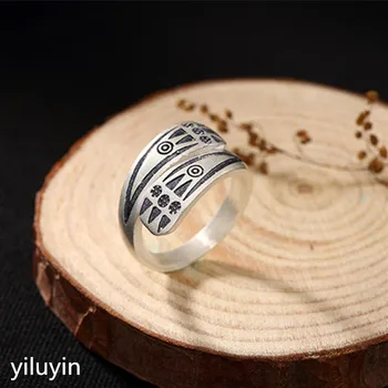 

KJJEAXCMY boutique jewelryar S990, the old totem, the simple opening ring, the unique silver ring.