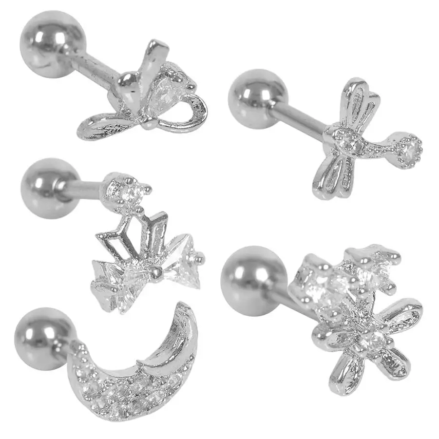 

1 Pc Surgical Steel Flat Back Heart Tragus Cartilage Earring Bar Stud Labret Tongue Ring Sexy Barbell Ear Nail Piercings