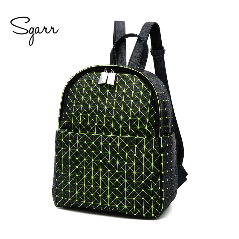 SGARR New Fashion Women PU Leather Backpack School Bag Casual Diamond Lattice Travel Shoulder Bag For