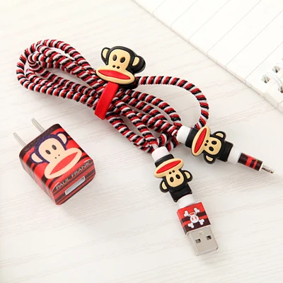 Хороший подарок милый мультфильм USB кабель наушники протектор набор с кабелем Стикеры для намотки Спиральный шнур протектор для iphone 5 6 6s 7 - Цвет: style2