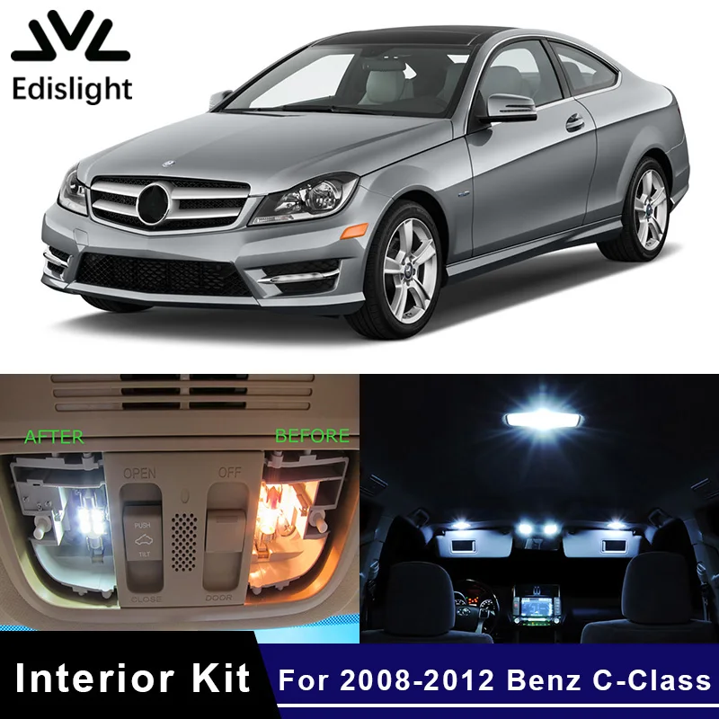 

Edislight 22Pcs No Error Canbus LED Lamp Car Bulbs Interior Package Kit For 2008-2012 Mercedes Benz C-Class W204 Dome Door Light