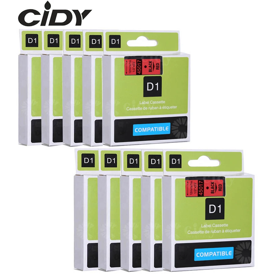 Этикетки CIDY Dymo D1 45017 совместимы с лентами для Этикеток DYMO 12 мм черный на красном