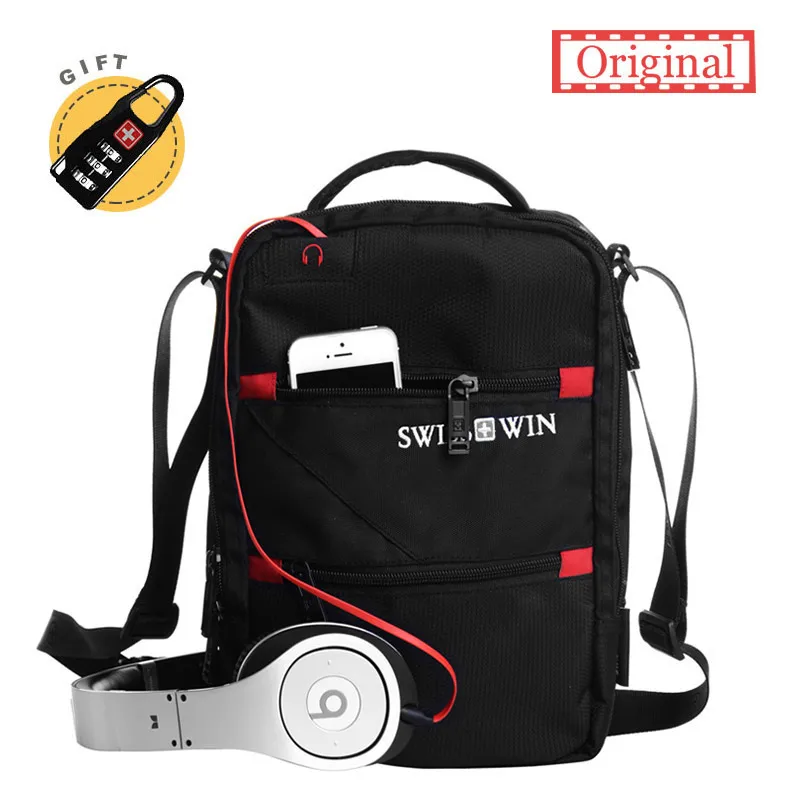 Swiss Fashion Messenger Shoulder Bag Men Mini Black Crossbody Bag For Ipad Casual Oxford ...