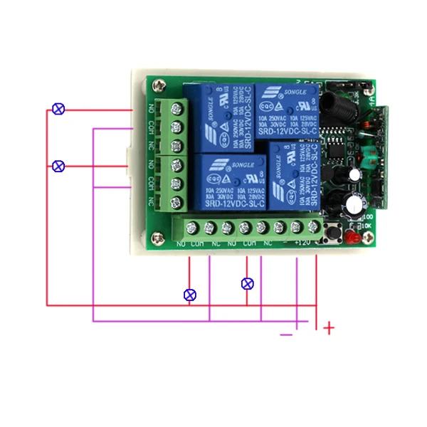 DC 12 В 24 4CH переключатель с радиоуправлением RF беспроводной Дистанционное управление переключатель 315 МГц или 433; 4 Ключи передатчик; приемник с крышкой