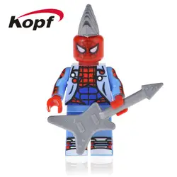 Одна распродажа строительные блоки Супер Герои панк человек паук Gamora Капитан Америка кирпичи фигурки для обучающие игрушки для детей PG1698