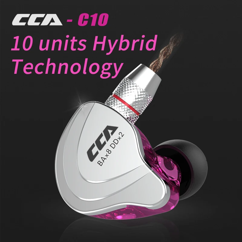 CCA C10 4BA + 1DD híbrido en la oreja los auriculares HIFI DJ Monitor deporte del auricular auriculares auricular con Detacable actualizado cable - 4