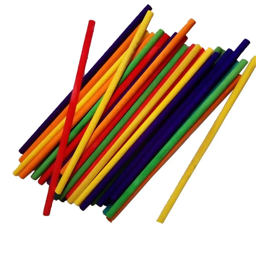 

50PC Colored Round Bar DIY Handmade Sand Table Building Model Material Math Operation Wooden Counting Stick Random Color