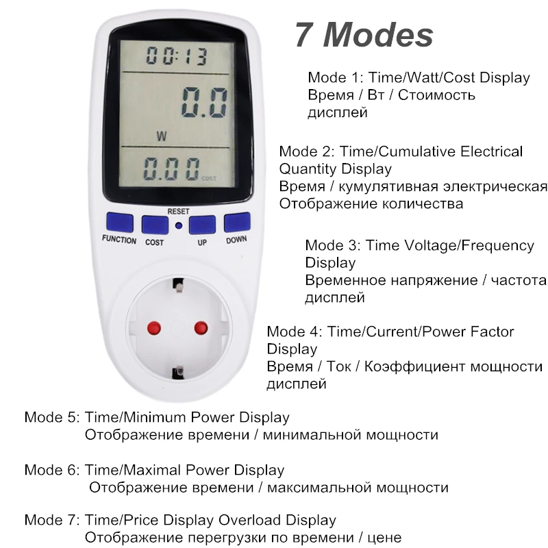Цифровой Напряжение Вольт ваттметр анализатор мощности электронный измеритель мощности счетчик энергии автоматический выключатель питания ЕС вилка скидка 28
