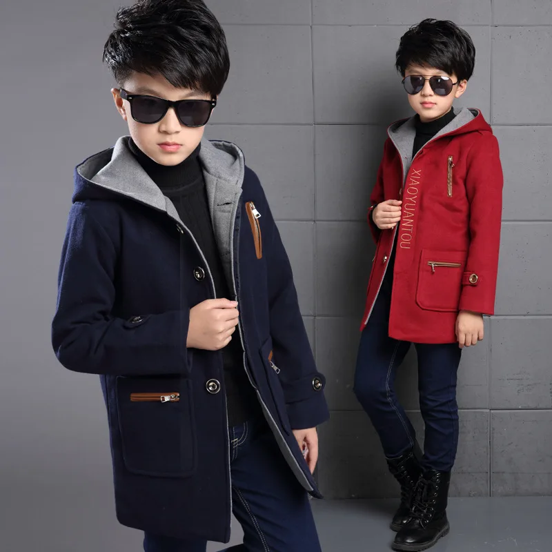 Boys Hoodies Outerwear & Coats 2018 Child Clothes Wool & Blends Kids Outerwear Children Jacket 4 - 13 Years Old baby boy coat