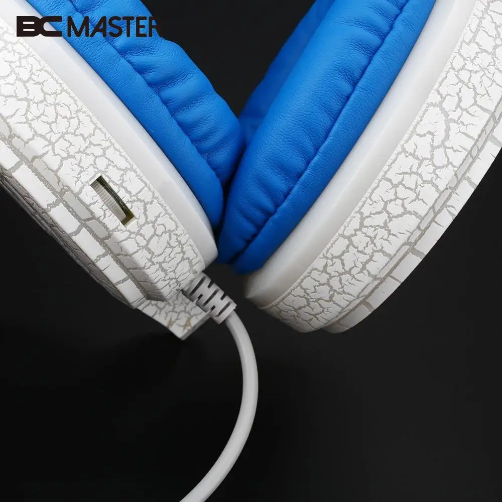 BCMaster светодиодные наушники игровые стерео басы большие с микрофоном геймерская