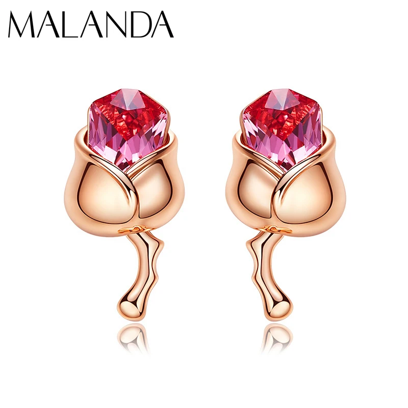 

Malanda Crystals From Swarovski Romantic Stud Earrings For Women Gold Color Earrings Fashion Earrings Wedding Jewelry Lover Gift