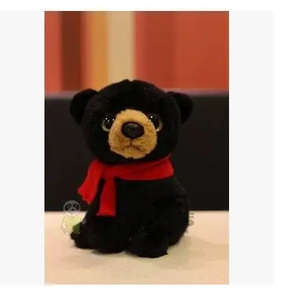 

2015 New arrival hight quality Black Bear Plush Toys Stuffed 18cm Simulation Wild Animals Dolls Best Gift Free Shipping