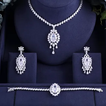 

jankelly Hotsale African 3 pcs Bridal Jewelry Sets New Fashion Dubai Full Jewelry Set For Women Wedding Party Accessories Design