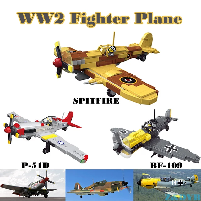 $US $13.54  476PCS Spitfire WW2 Fighter Sets P51 BF109 Military Weapon Aircraft Airplane Army Legoed Model Buil