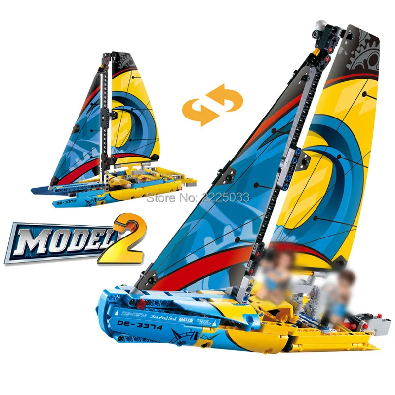 

Compatible Legoeinglys Technic Racing Yacht City Sailboat 2in1 370pcs Building Blocks Bricks Toys For Children gift