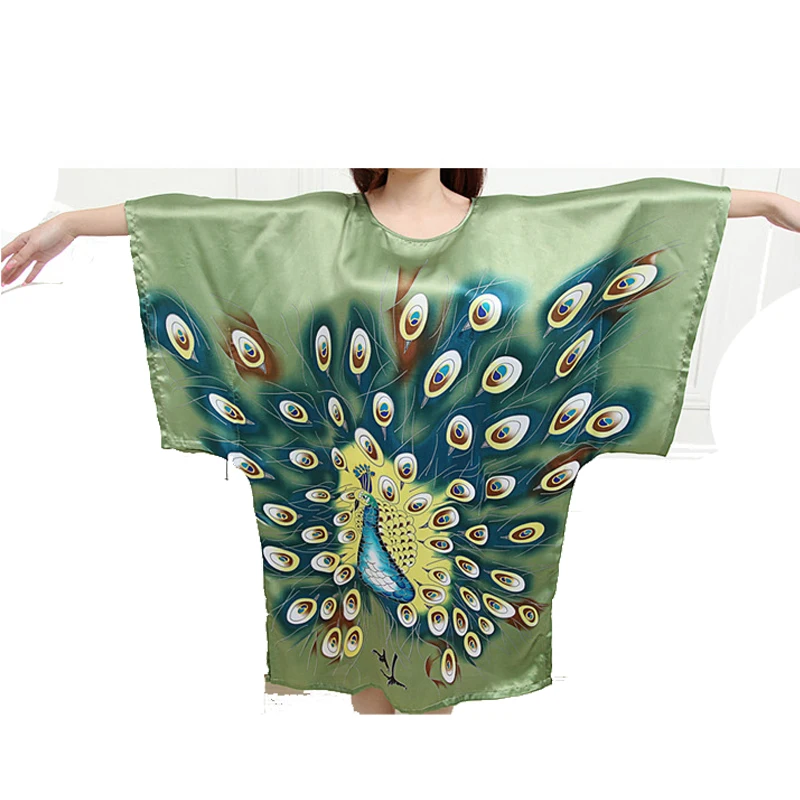 Халат женский из искусственного шелка с цветочным принтом 030803|night gown|vintage sleepwearsilk