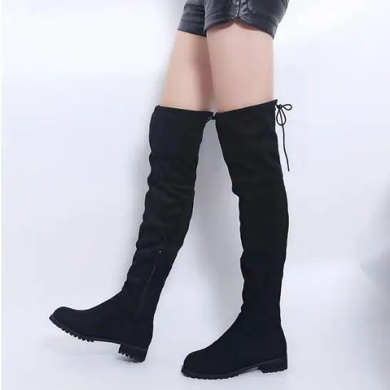 

3 Colour Thigh High Boots Female Winter Boots Women Over the Knee Boots Flat Stretch Sexy Fashion Shoes 2018 New Riding Boots 43