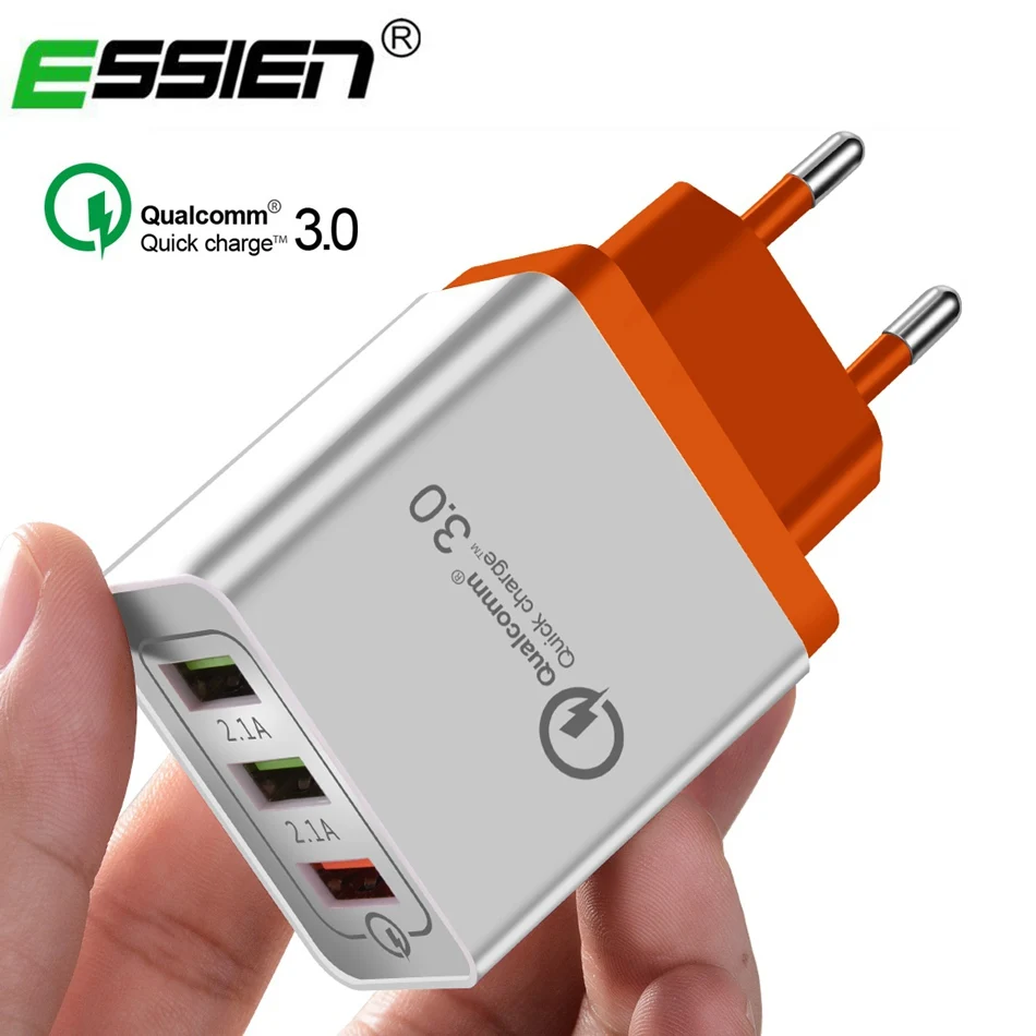 

Essien 3 ports 5V/2.4A Universal EU/US Plug Fast Charger USB Charger Wall Adapter QC 3.0 for iphone Samsung for Xiaomi Huawei