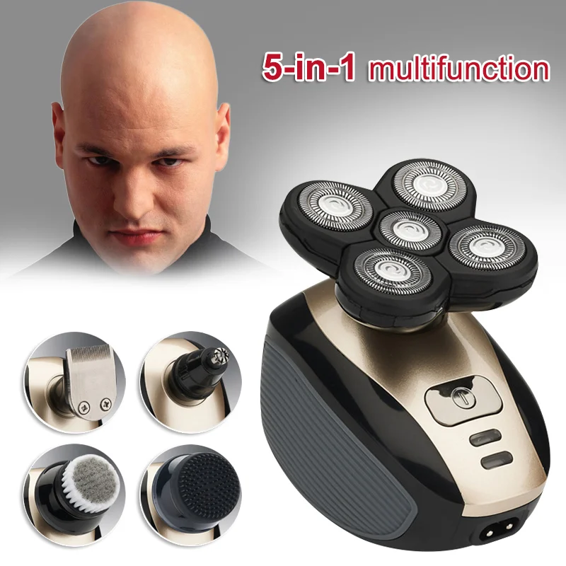 

2019 5 in 1 Electric Shaver Bald Head Razor Waterproof Multifunction Face Cleaner Machine