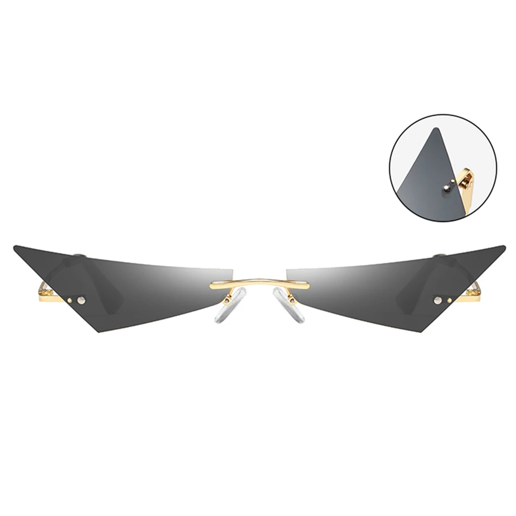 New Futuristic Rimless Mirror Sunglasses Women Men Fashion Small Narrow Polygon Sun Glasses Brand Designer Cateye Sunglass Shade