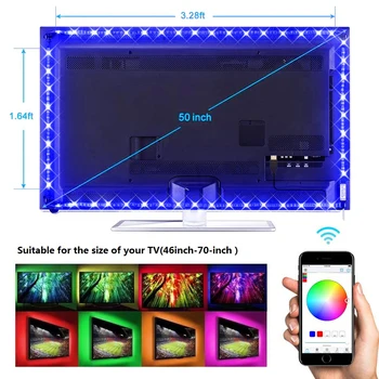 

DC 5V USB WIFI TV Light Computer Screen Back Bias Tape Light 5050 RGB LED TV Back Lighting Alexa Google Home Sound Smart Control