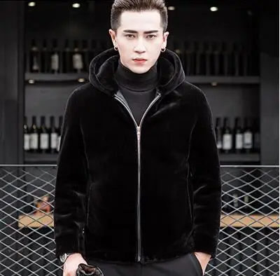 Autumn stand collar faux mink leather jacket mens winter thicken warm fur coat men slim jackets jaqueta de couro fashion | Мужская