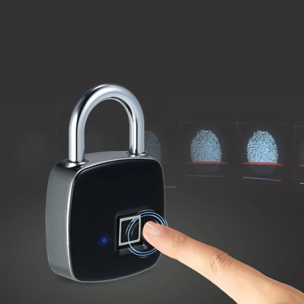 

USB Rechargeable Smart Keyless Fingerprint Lock IP65 Waterproof Anti-Theft Padlock Luggage Case Lock