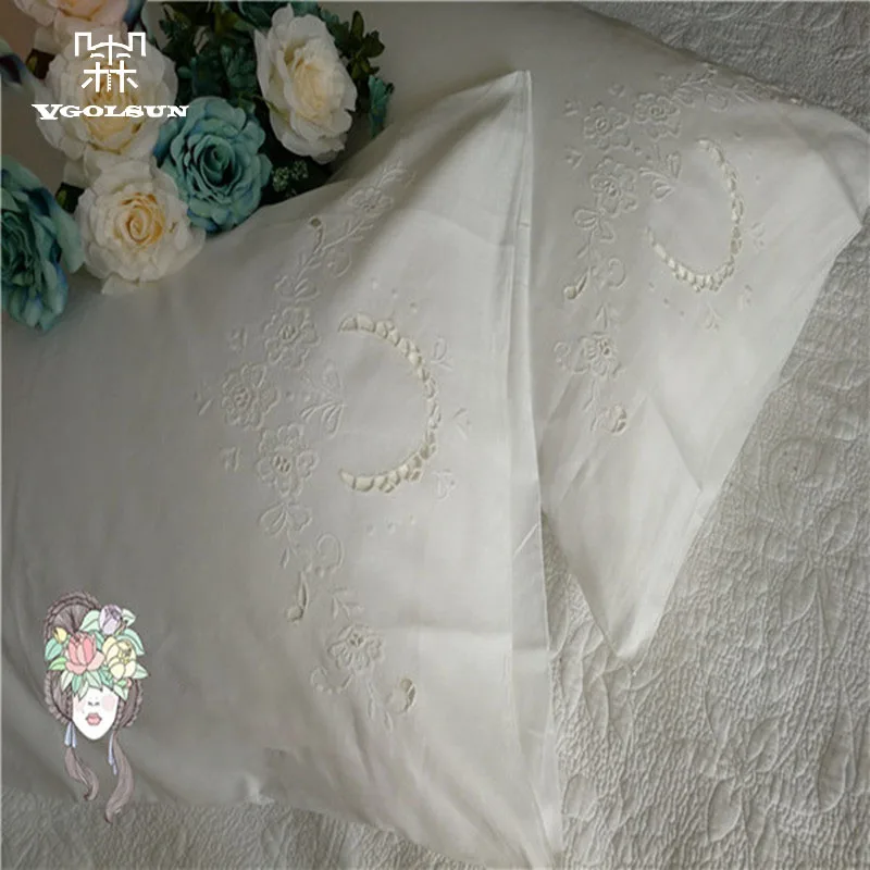 

Hot Sale Decorative 100% Cotton Battenburg Lace Embroidered Handmade Long White Pillow Case With Size 50x75CM