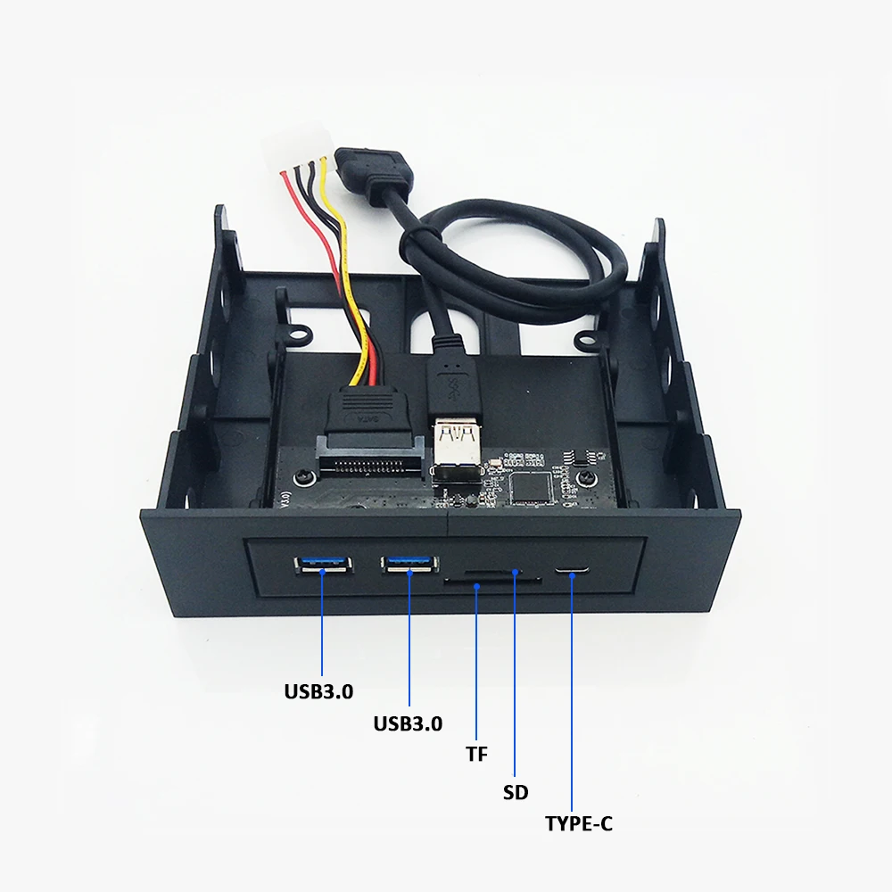 33S50-RTK 3 в 1 кард-ридер USB 3,0 Передняя панель медиа тип-c двойной USB 3,0 порт концентратор приборной панели ПК передняя панель с кабелем питания