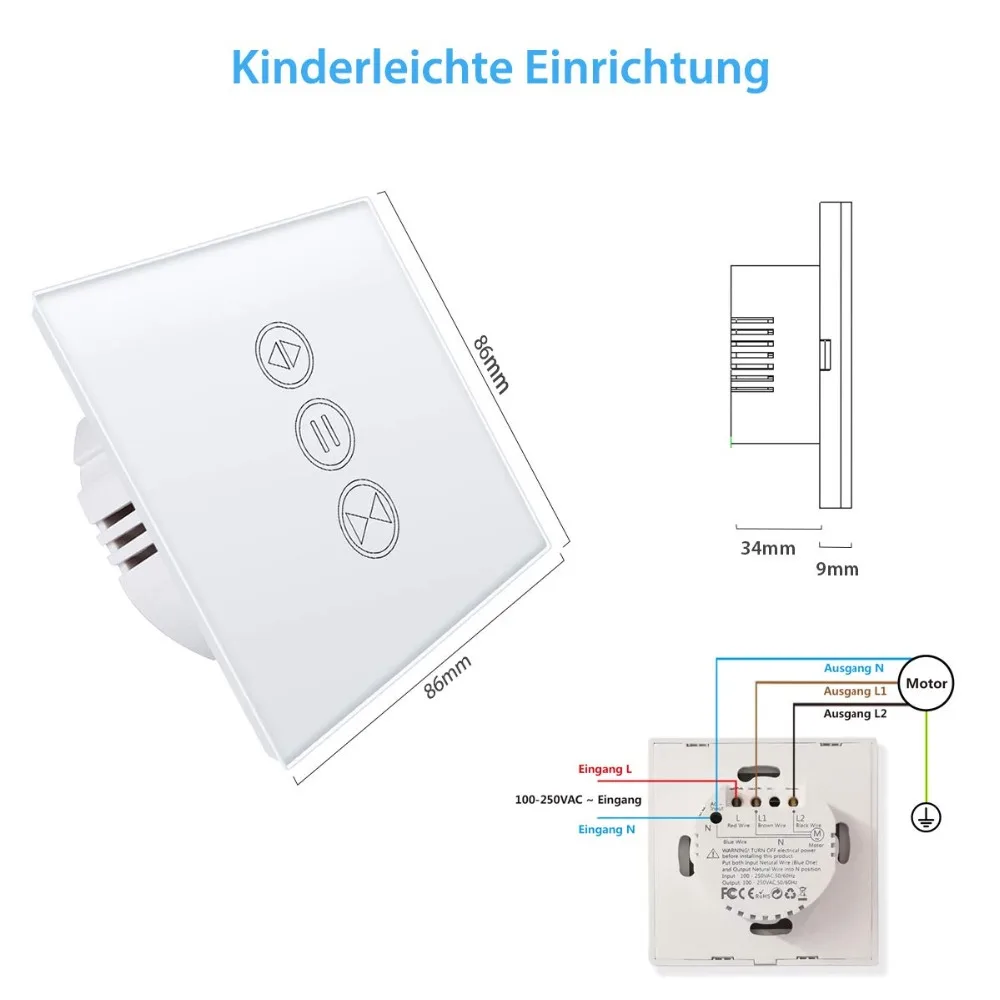 Tapparella per tende elettriche Smart WiFi Touch Switch controllo vocale Google Home Alexa Echo App Timer telecomando fai da te - immagine 6