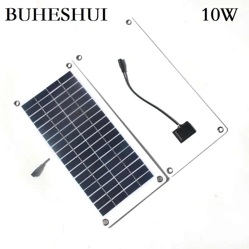 BUHESHUI 12 Вт 12 в 18 в Полугибкие поликристаллические Кремниевые Солнечные панели модуль постоянного тока для 12vol DIY батареи телефона адаптер Комплект - Цвет: 10W-18V