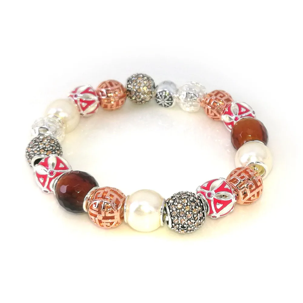 Thomas Asian ETHNIC RED Great Blessing DIY Bead Female Bracelet, Rebel Heart Bracelet Jewelry