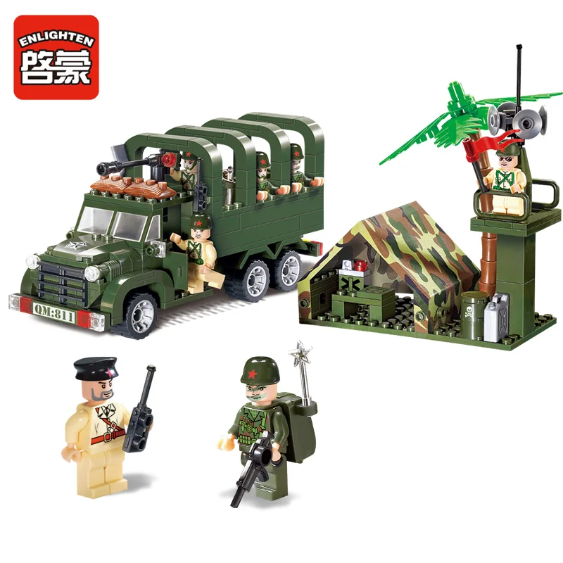 

811 ENLIGHTEN Military Detection Missile Trooper Carrier Truck 7 Dolls Building Blocks Figure Toys For Children Christmas Gift