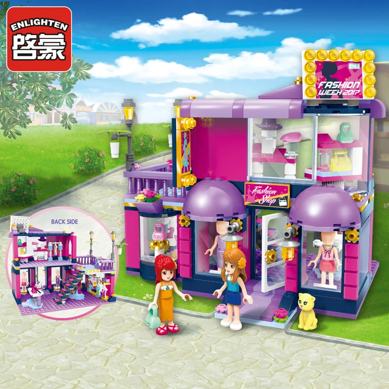 

ENLIGHTEN 458Pcs City Fashion Shop Building Blocks Sets Princess Figures House Compatible LegoINGs Friends Bricks Toys For Girls
