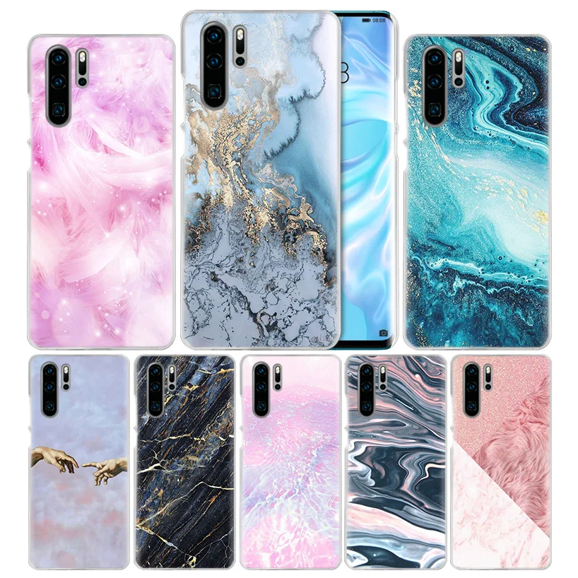 

Chic Pink Marble Case for Huawei P20 P30 P Smart 2019 Nova 4 3i P10 P9 P8 Mate 10 20 lite Pro Mini 2017 Hard PC Capa Phone Cover