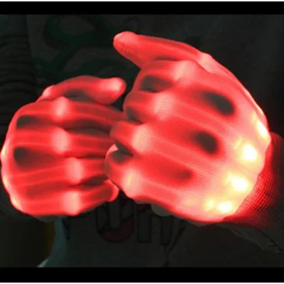 5 пара/лот светодиодные перчатки светящиеся каркасные перчатки игрушки вечерние принадлежности для Хэллоуина светильник реквизит игрушка светящиеся мигающие перчатки с костями - Цвет: Красный