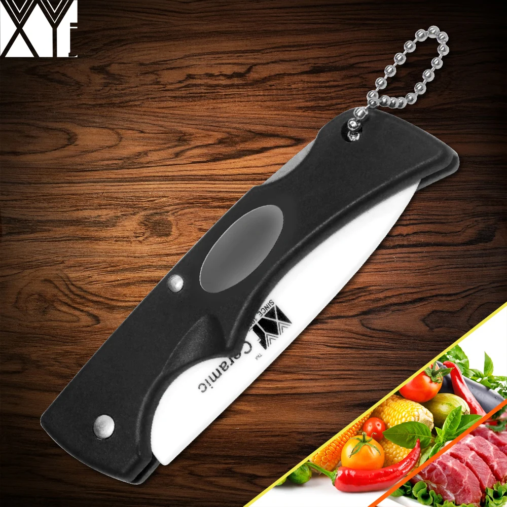 XYJ Brand Outdoor Kitchen Knife Black Handle Folding Ceramic Knife