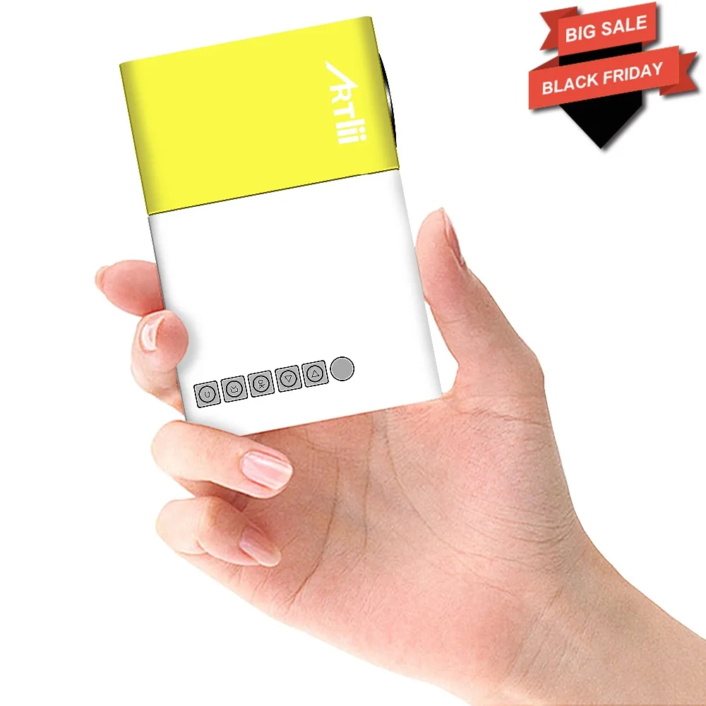 Artlii mini video projector led 320*240p USB/SD/AV/HDMI for TV/ Movie/ Game/ Camping