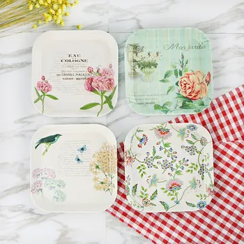 

4 piece melamine plate set Creative A5 melamine follo Dessert salad cake snack sauce dish European dinnerware suit BY01.8